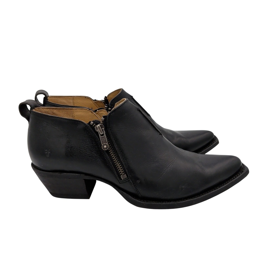 Frye Sacha Moto Shootie Black Leather Pointed Toe Ankle Boots Womens 10 Booties